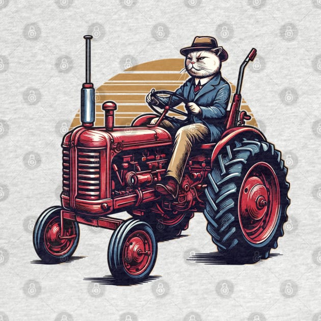 Funny Cat Driving Tractor by Vehicles-Art